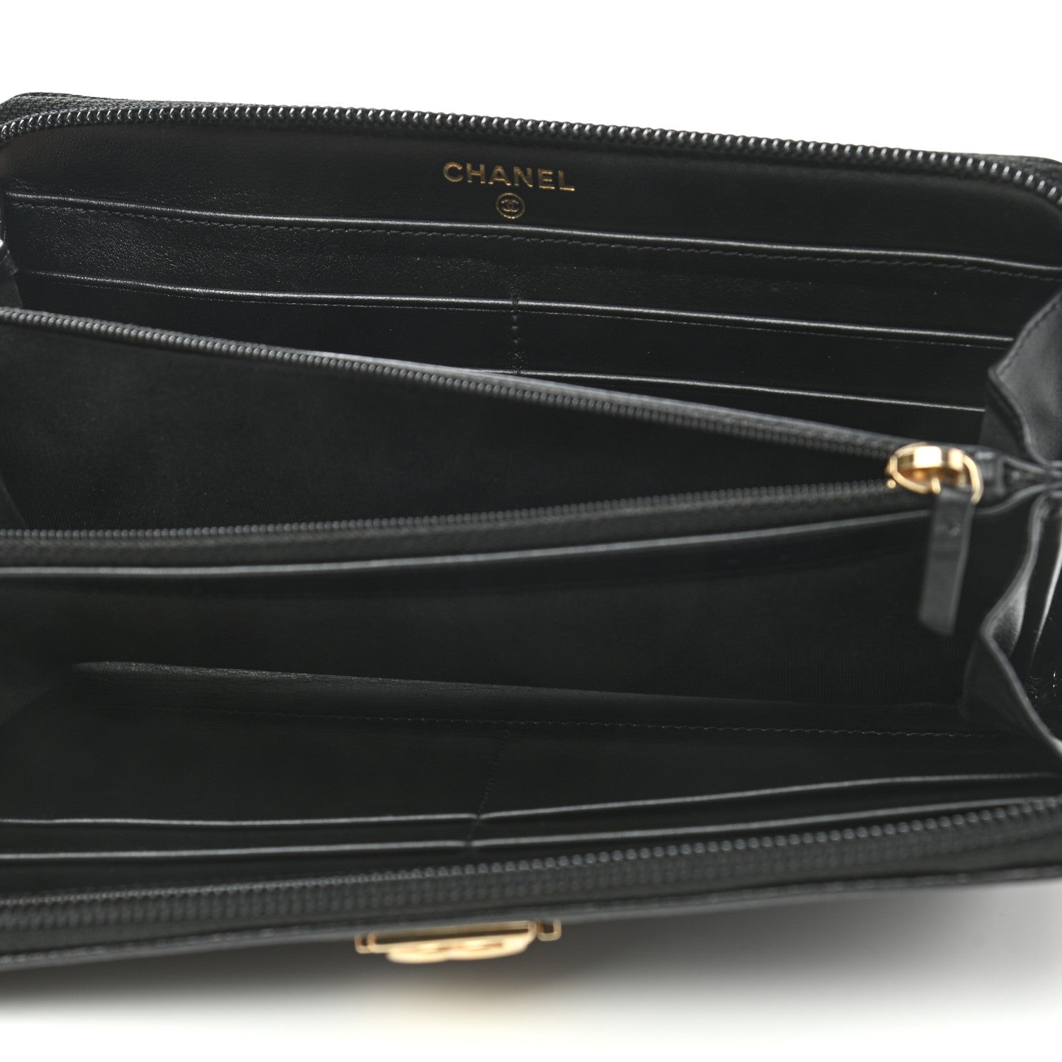Chanel Caviar Quilted Boy Long Zip Around Wallet Black 5 of 8
