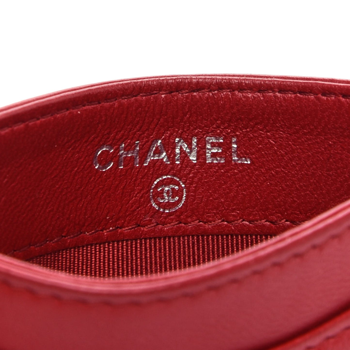 Lambskin Quilted Card Holder Red