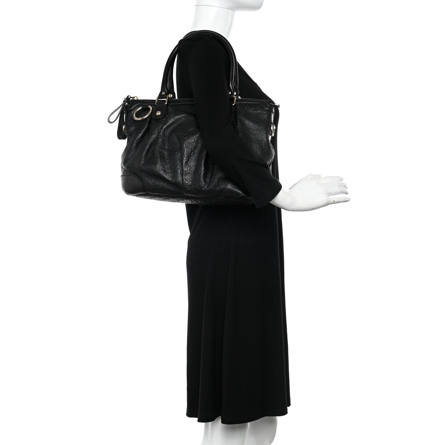 Gucci Guccissima Medium Sukey Top Handle Tote Black 2 of 9