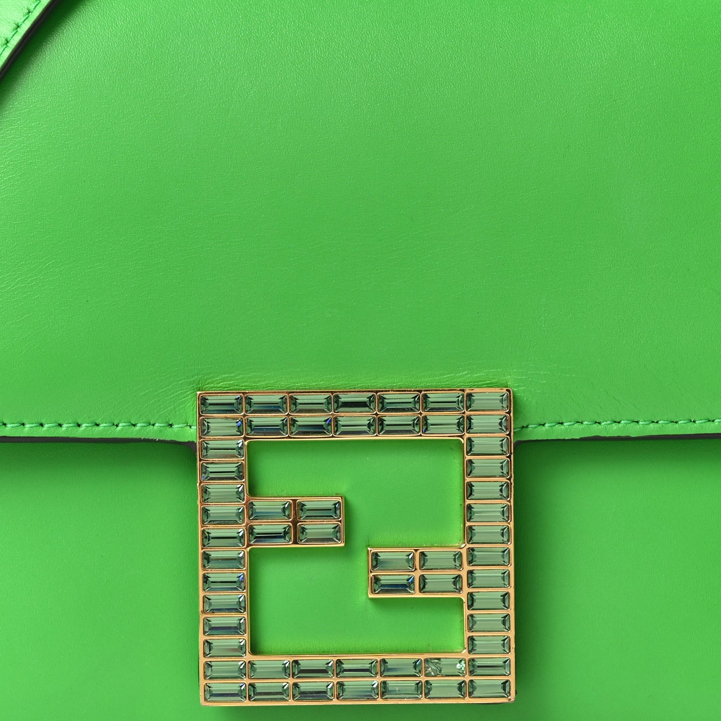 Vitello King Crystal Fab Crossbody Bag Tomatillo