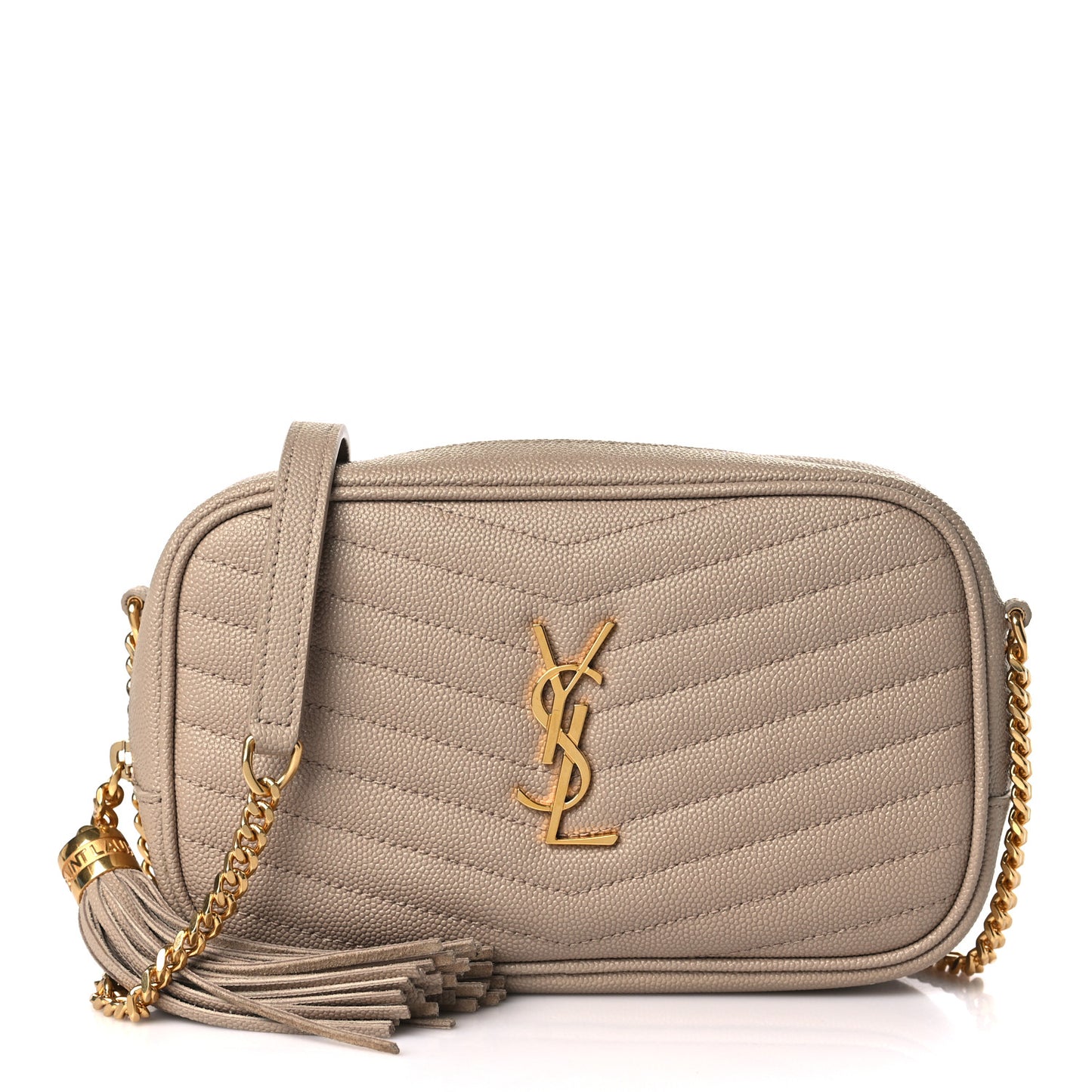 Grain De Poudre Matelasse Monogram Mini Lou Camera Bag Dark Latte
