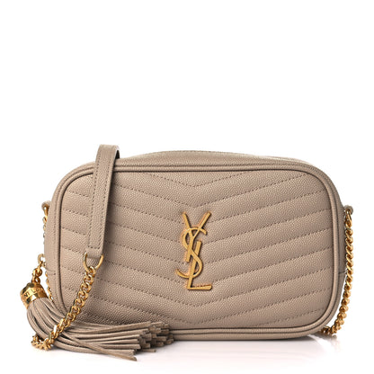 Saint Laurent Grain De Poudre Matelasse Monogram Mini Lou Camera Bag Dark Latte 1 of 9