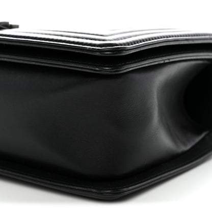 Chanel Calfskin Chevron Quilted Medium Boy Flap Black 10 of 11