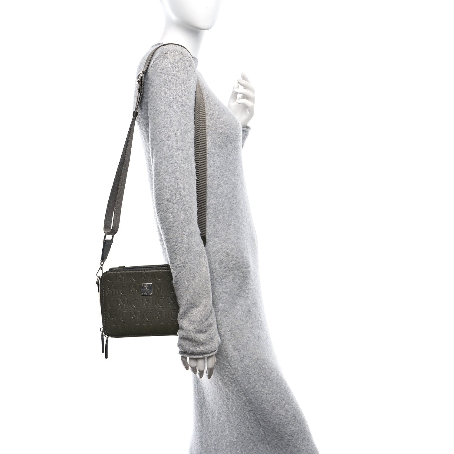 MCM Calfskin Logo Embossed Crossbody Sea Turtle 2 of 11