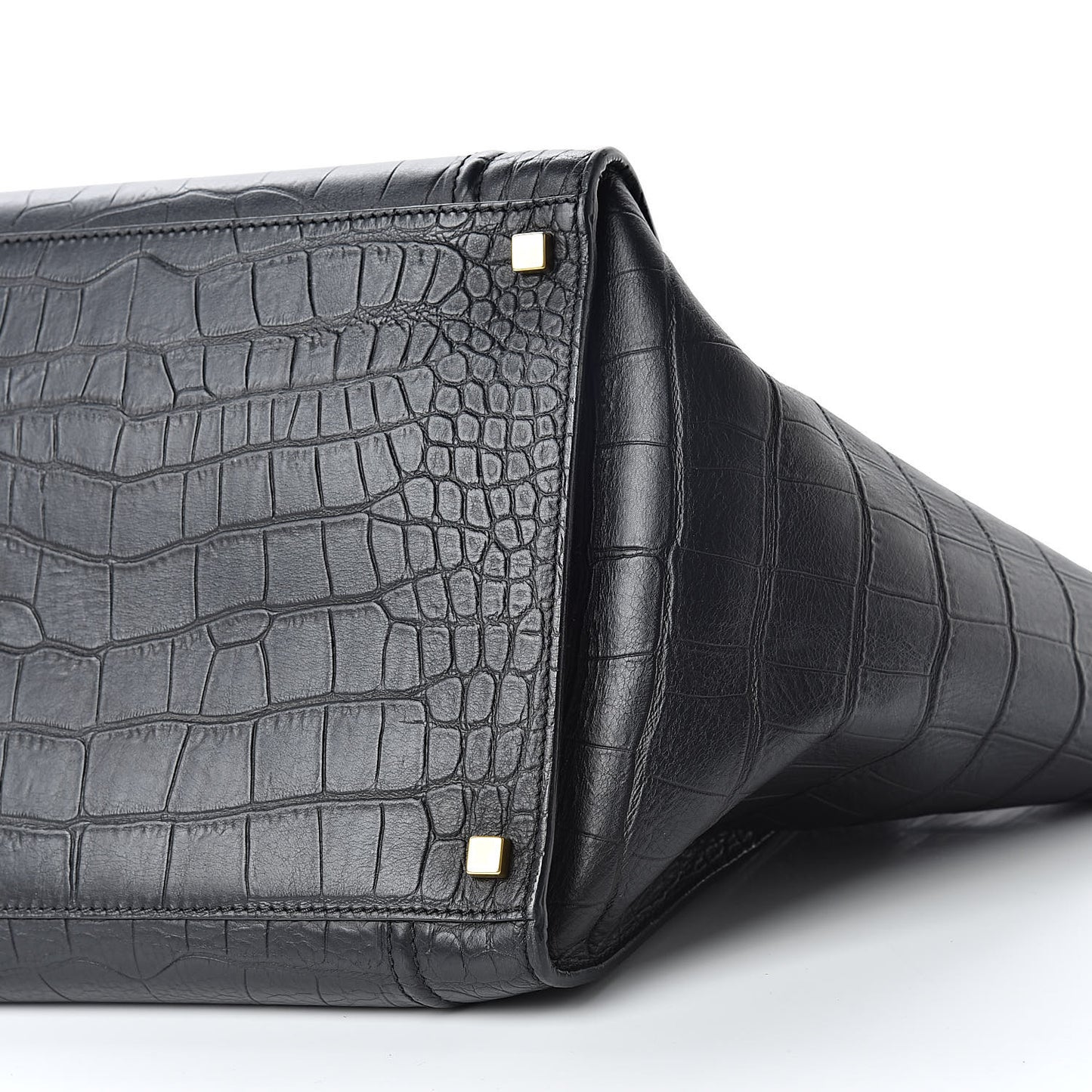 Crocodile Embossed Calfskin Medium Phantom Luggage Black