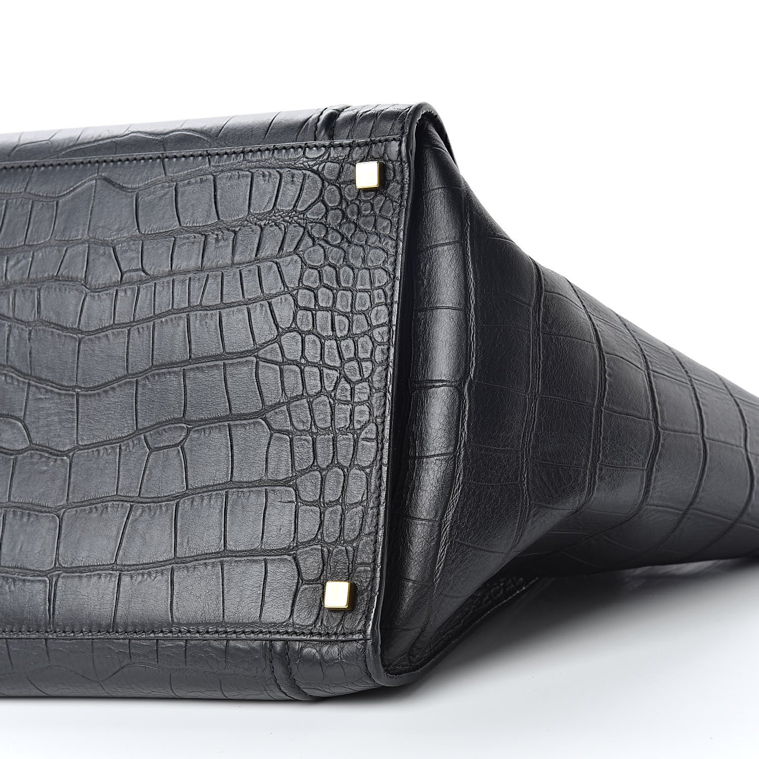 Celine Crocodile Embossed Calfskin Medium Phantom Luggage Black 11 of 15