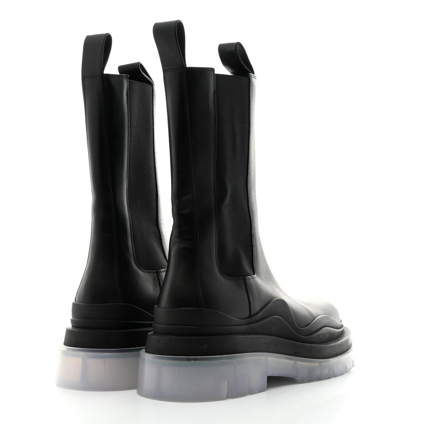 Calfskin Mens The Tire Chelsea Boots 39.5 Black Transparent