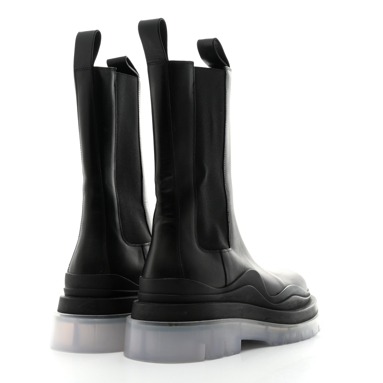 Bottega Veneta Calfskin Mens The Tire Chelsea Boots 39.5 Black Transparent 4 of 8