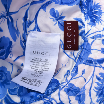 Gucci Silk Monogram Bob Reversible Flora Bucket Hat with Pouch  Pink Blue White 14 of 16