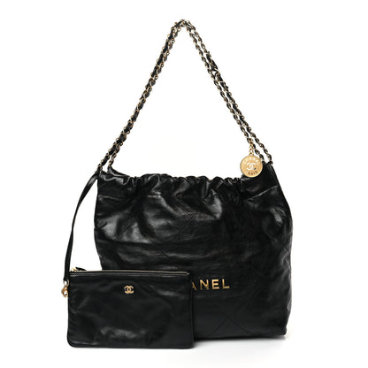 Chanel Shiny Calfskin Quilted Small Chanel 22 Black 1 of 10