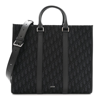 Christian Dior Oblique Grained Calfskin East West Tote Black 1 of 11