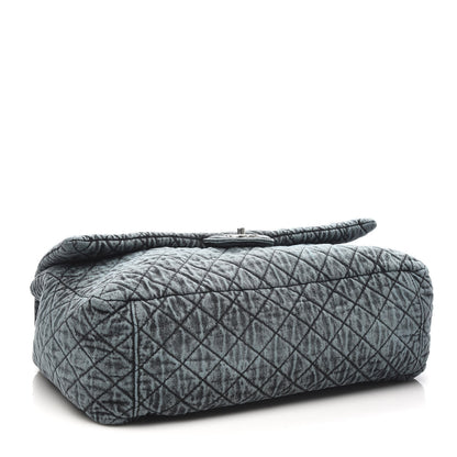 Chanel Denim Quilted Denimpression XXL Flap Blue Black 4 of 10