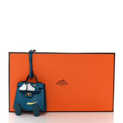 Hermes Tadelakt Chevre Mysore Kelly Quelle Idole Bag Charm Bleu Izmir Jaune Bourgeon Bleu Brume Vert Bosphore 5 of 5