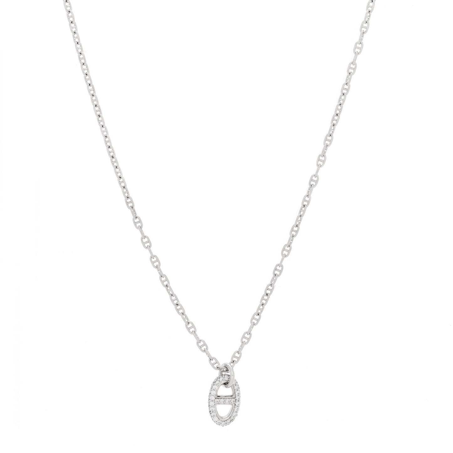 18K White Gold Diamond New Farandole Pendant Necklace ST