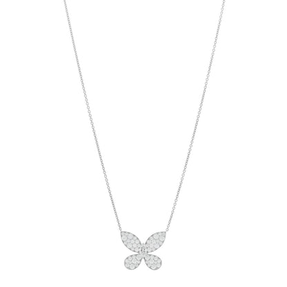 Graff 18K White Gold Diamond Butterfly Pendant Pave Necklace 1 of 5