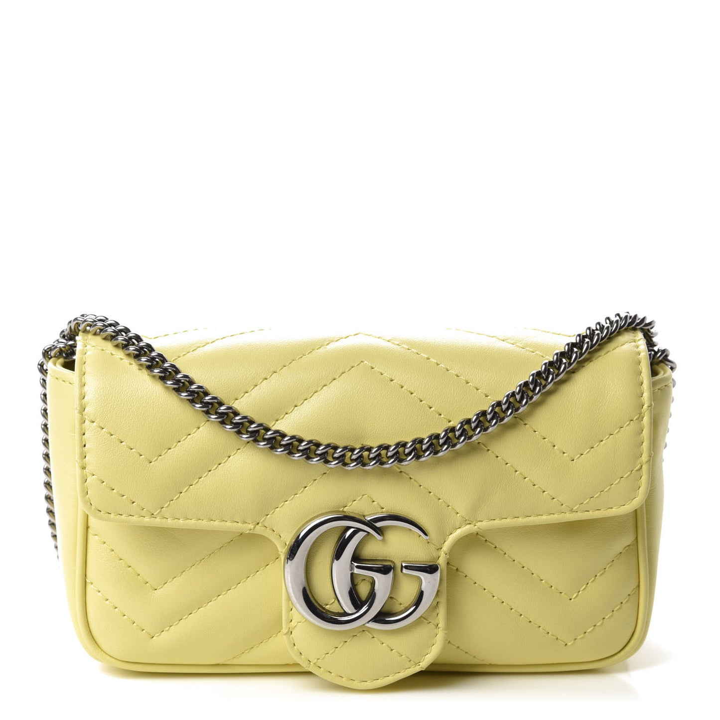 Calfskin Matelasse Super Mini GG Marmont Shoulder Bag Banana