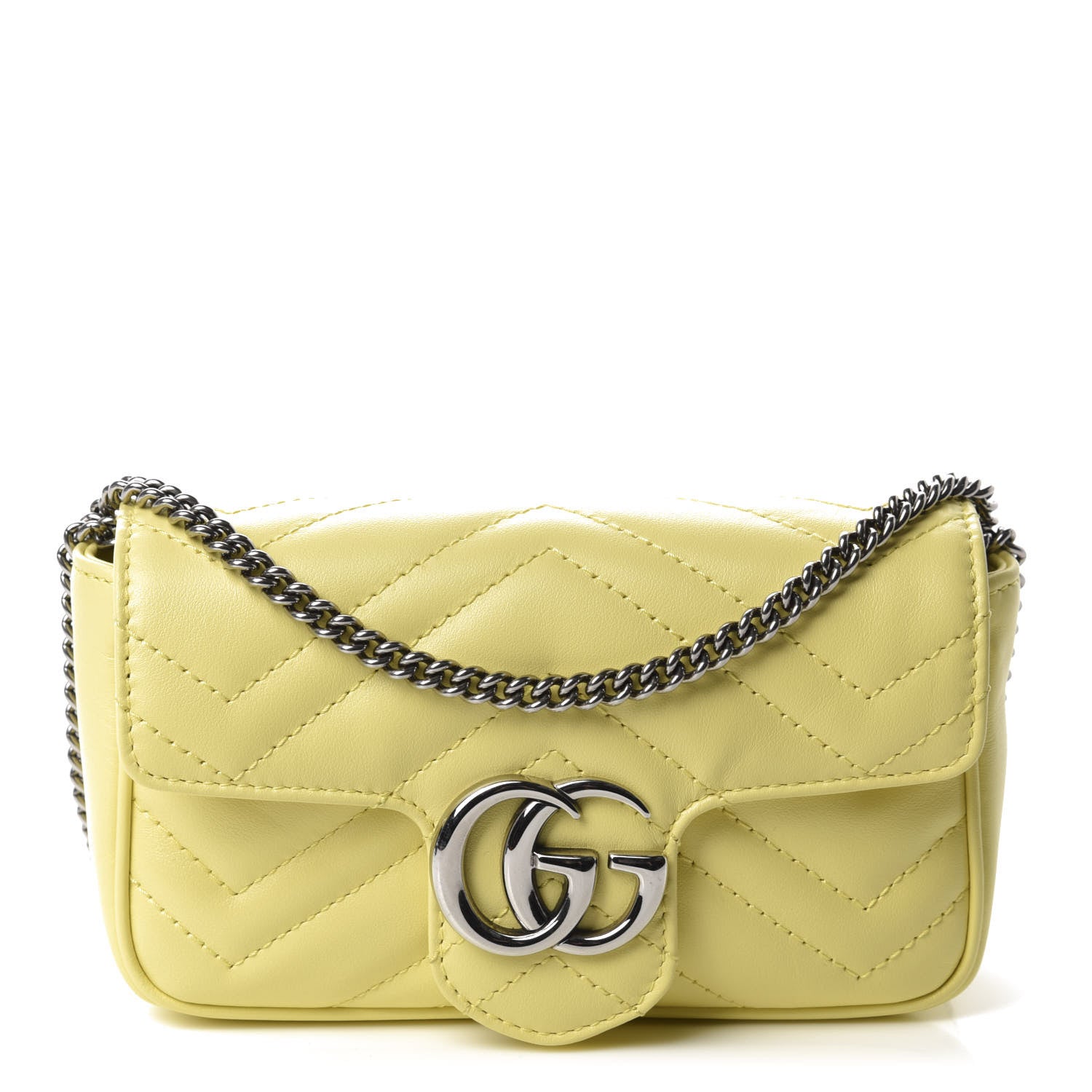 Gucci Calfskin Matelasse Super Mini GG Marmont Shoulder Bag Banana 1 of 12