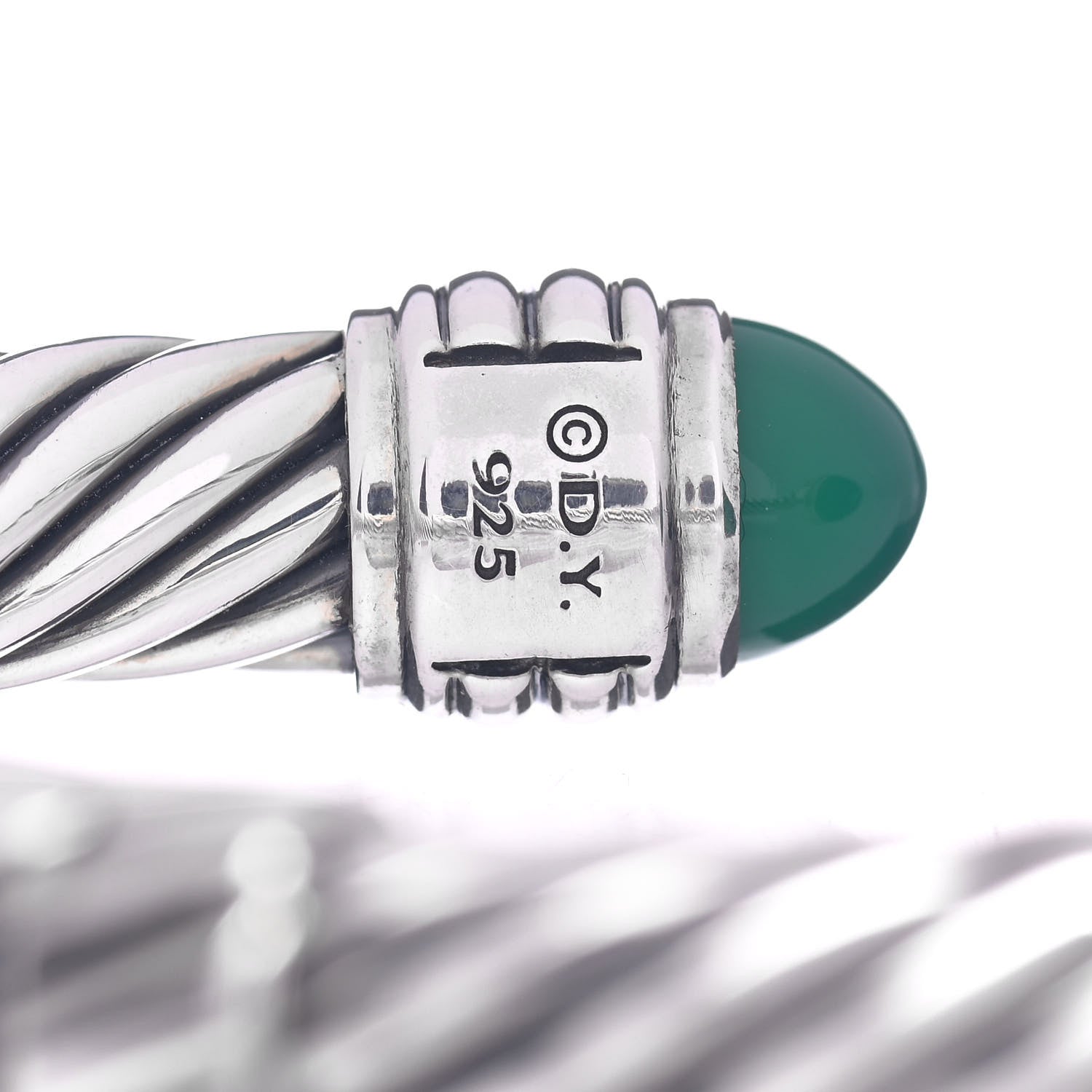 David Yurman Sterling Silver Green Onyx 10mm Cable Classics Bracelet 3 of 3