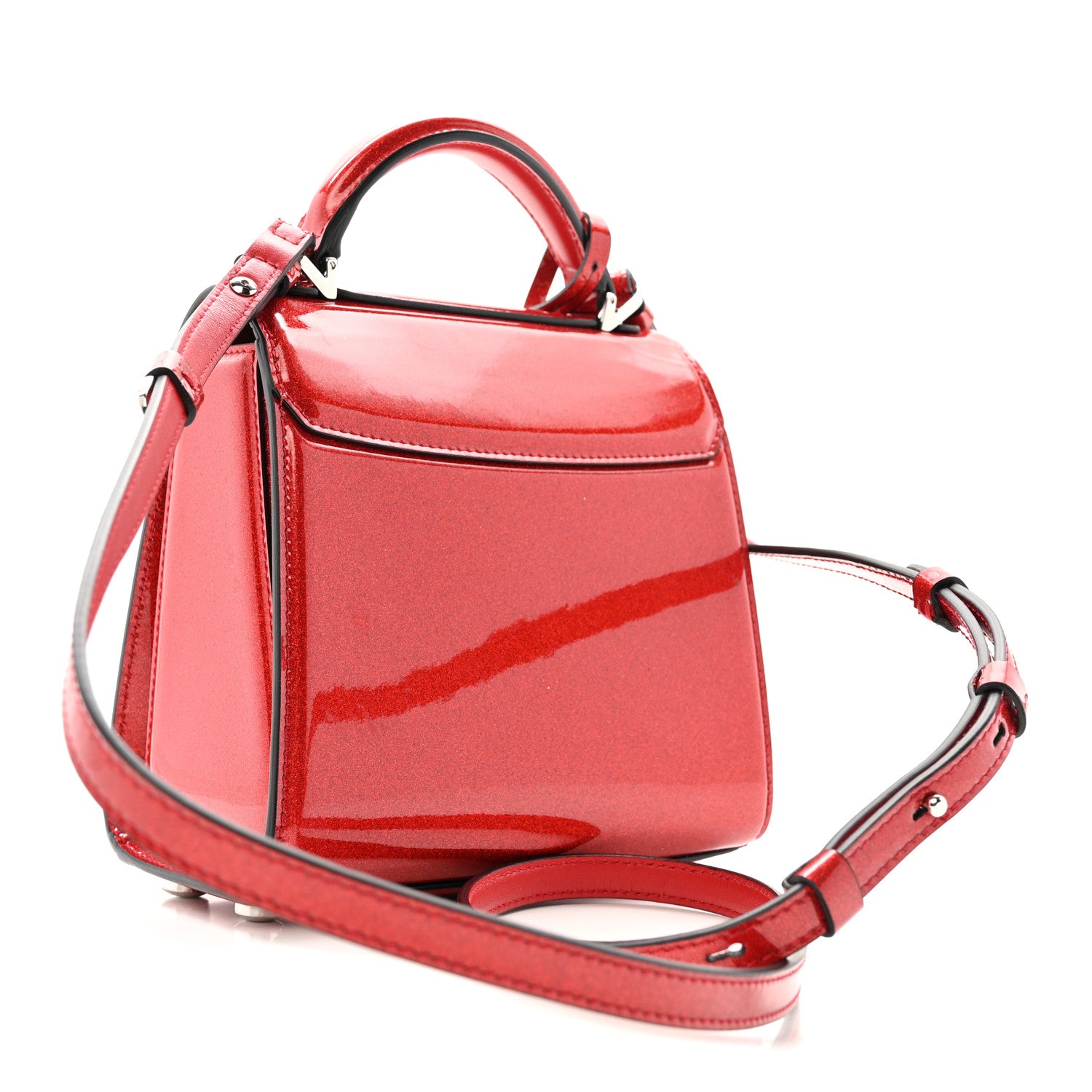 Salvatore Ferragamoバラ　ミニバッグ Salvatore Ferragamo Glitter Patent Mini Boxyz Red 1805514