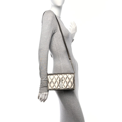 Saint Laurent Metallic Lambskin Diamond Quilted Monogram Angie Chain Bag Pimbo 2 of 11