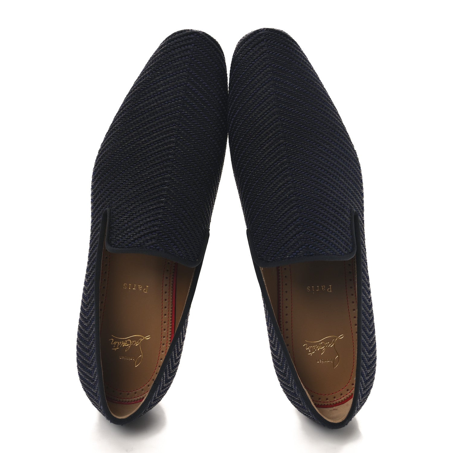Christian Louboutin Tresse Cruising Mens Dandelion Flat Loafers 43 Black Navy 2 of 9