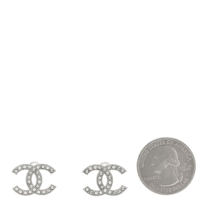 Chanel Crystal CC Earrings Silver 2 of 4