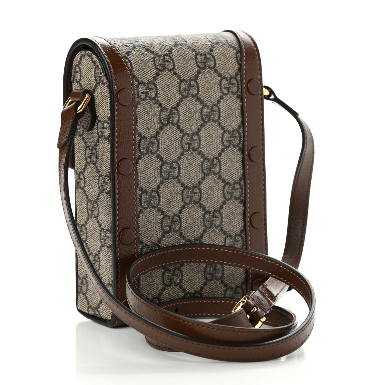 Gucci GG Supreme Monogram Mini Horsebit 1955 Crossbody Bag Beige Brown Sugar 3 of 12