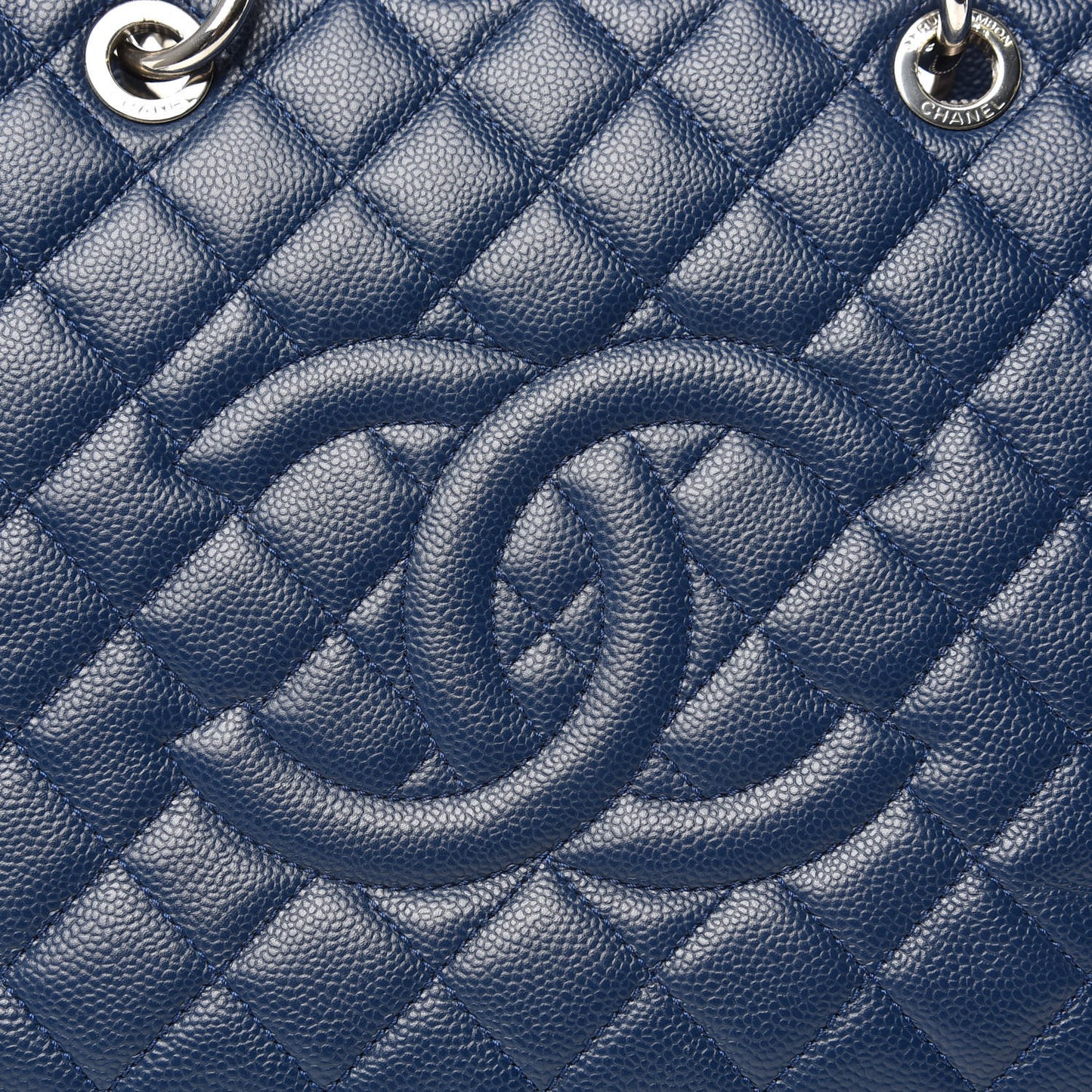 Caviar Quilted XL Grand Shopping Tote GST Navy Blue
