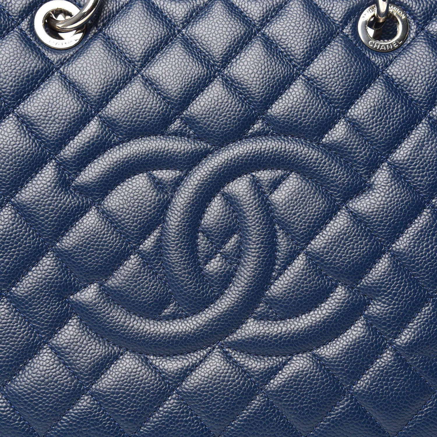 Chanel Caviar Quilted XL Grand Shopping Tote GST Navy Blue 8 of 10