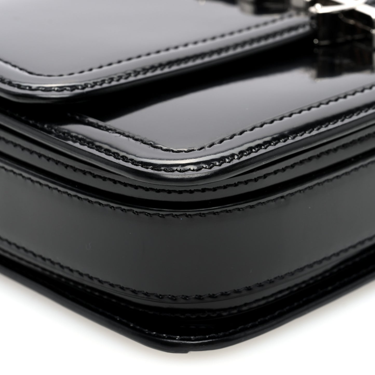 Glazed Calfskin Monogram Medium Solferino Satchel Black