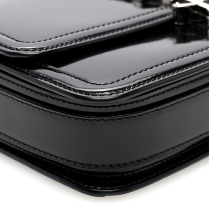 Saint Laurent Glazed Calfskin Monogram Medium Solferino Satchel Black 8 of 9