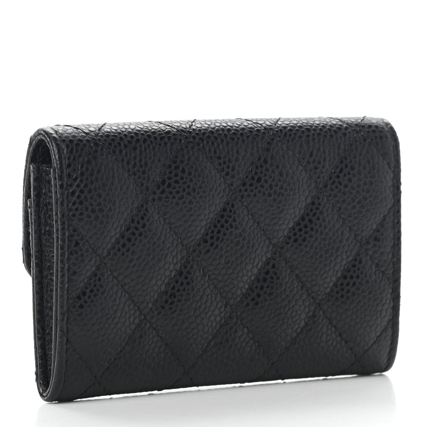 Caviar Quilted Flap Card Holder Black