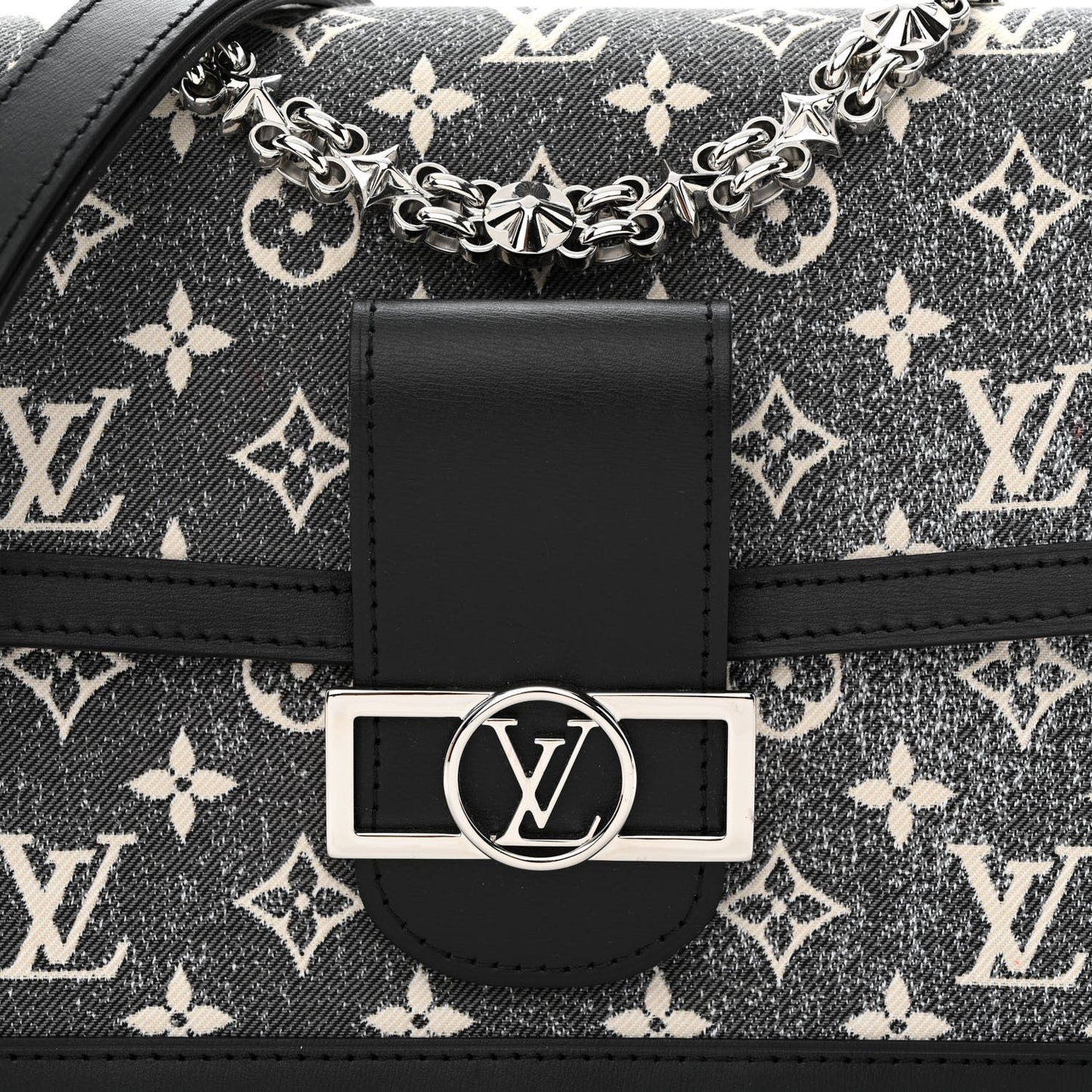 Denim Monogram Jacquard Dauphine MM Black
