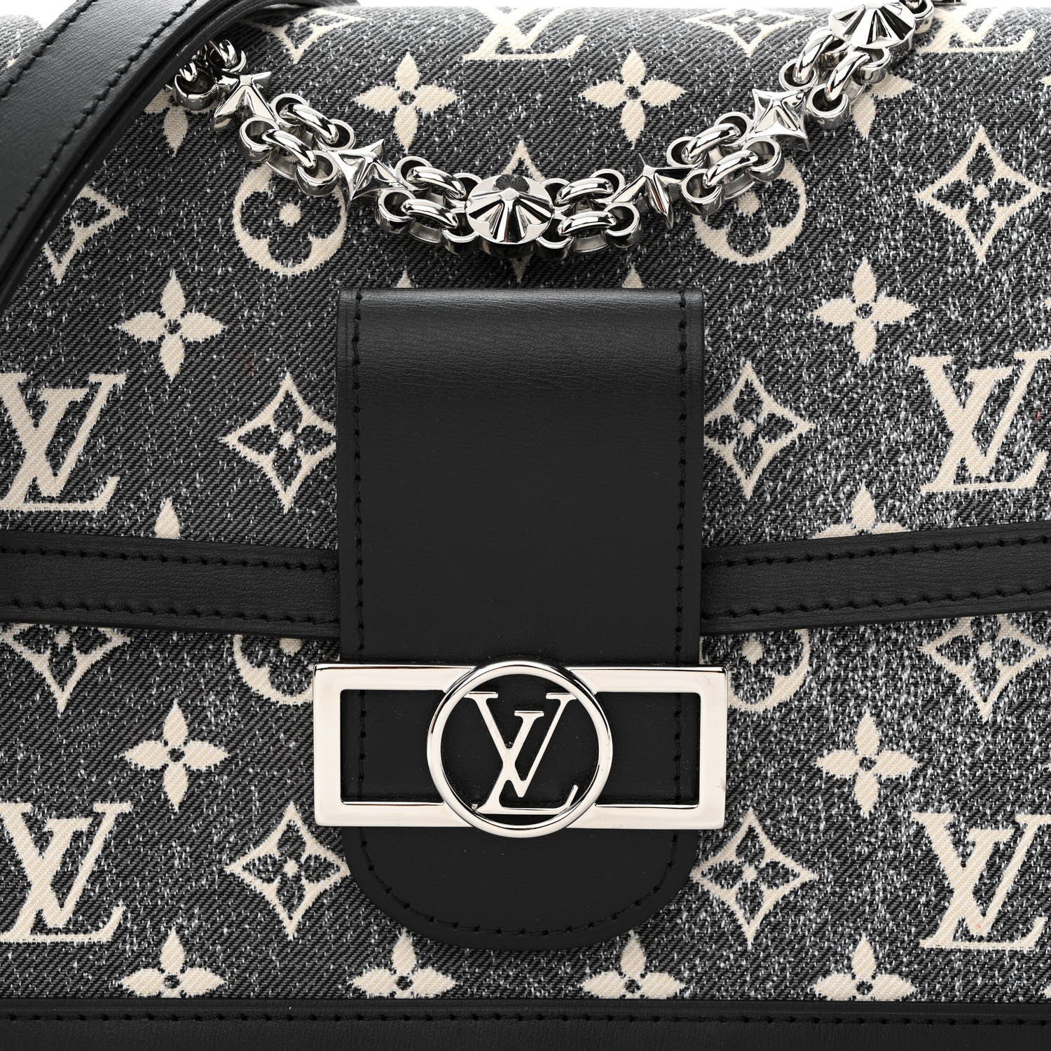 Louis Vuitton Denim Monogram Jacquard Dauphine MM Black 7 of 11