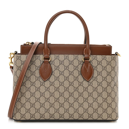 Gucci GG Supreme Monogram Small Zip Top Tote Beige Tuscany 1 of 9