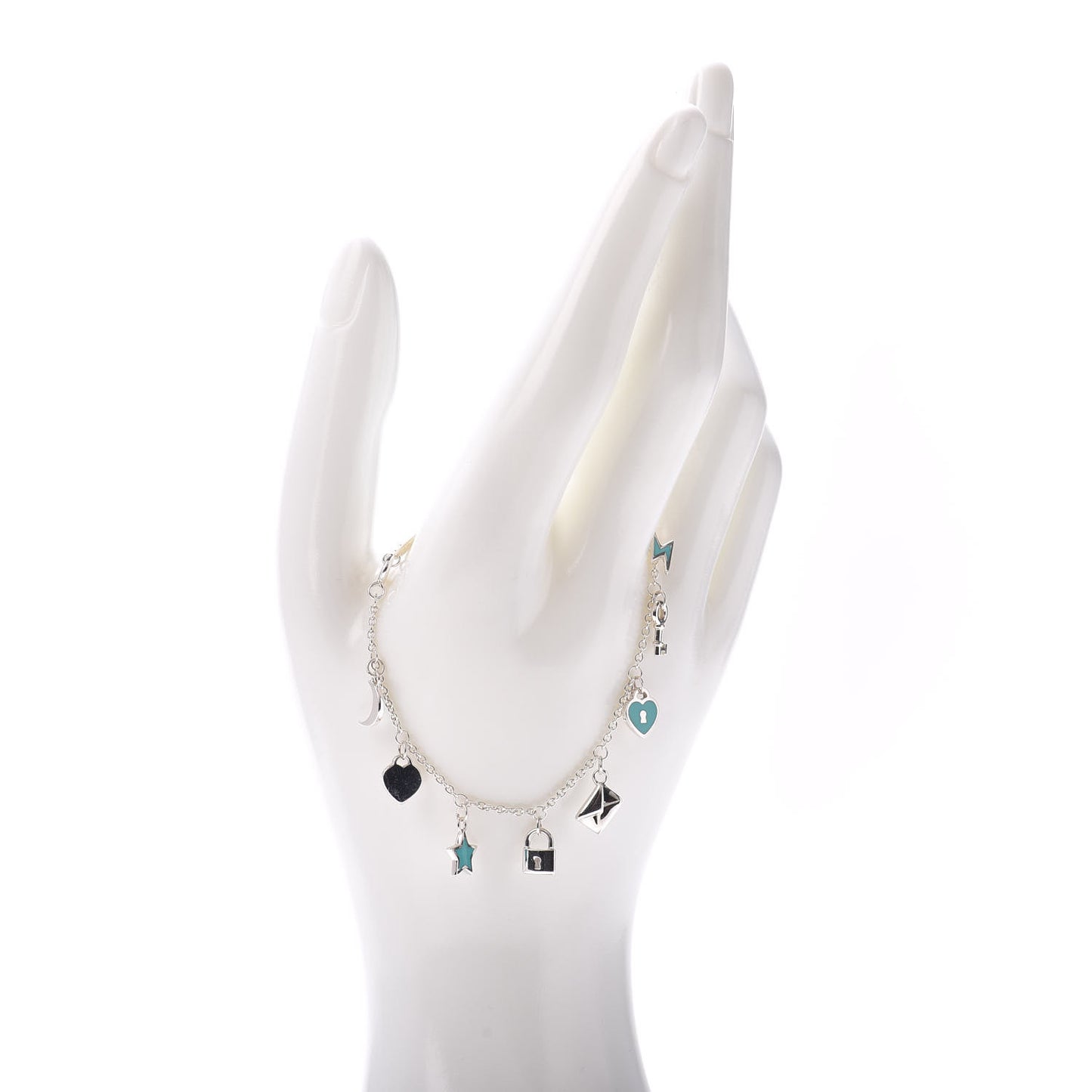Sterling Silver Enamel Love Notes Charm Bracelet Blue