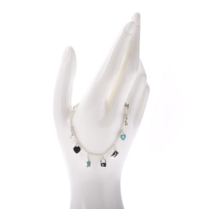 Tiffany Sterling Silver Enamel Love Notes Charm Bracelet Blue 2 of 4