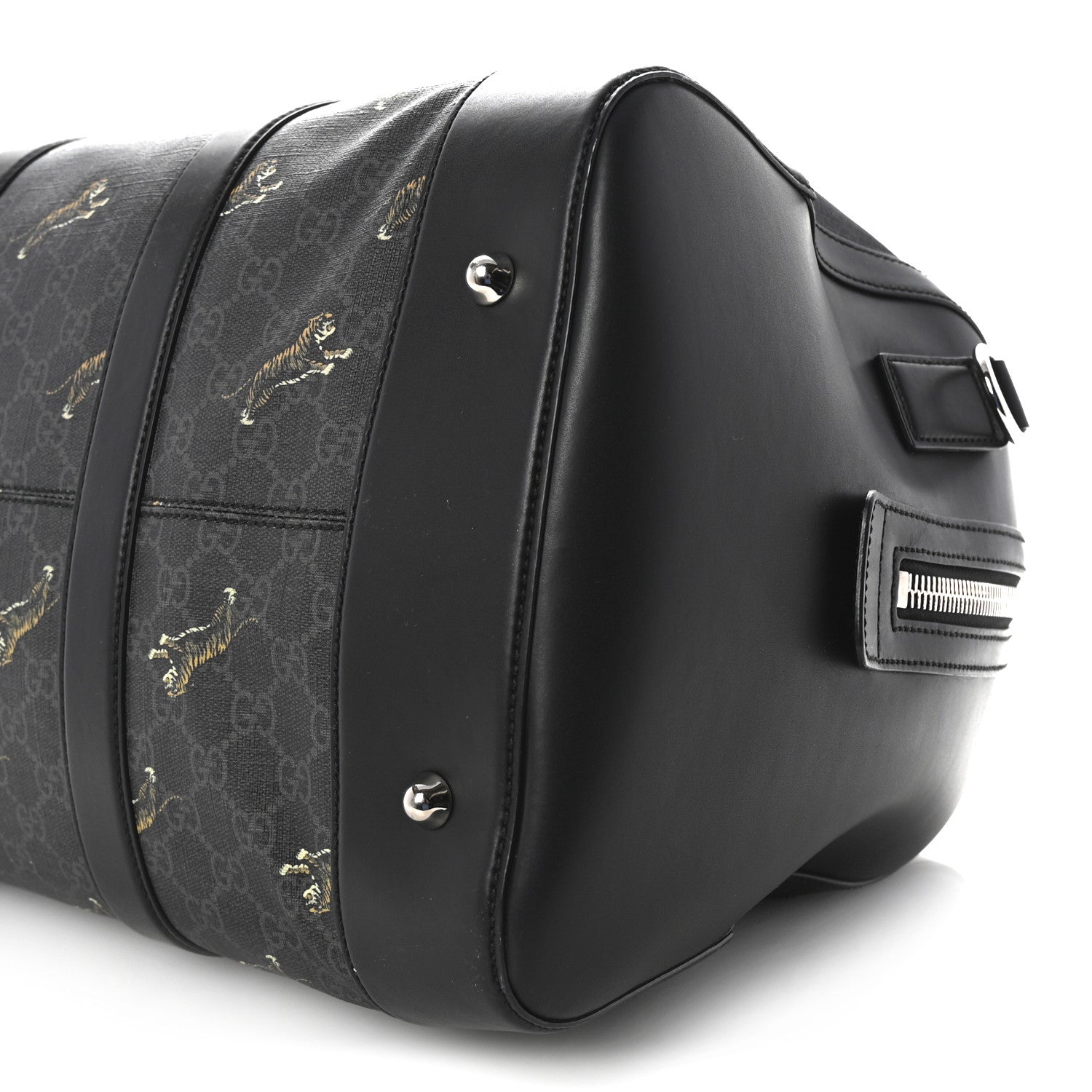 Gucci GG Supreme Monogram Calfskin Web Tigers Medium Carry On Duffle Bag Black Multicolor 8 of 8
