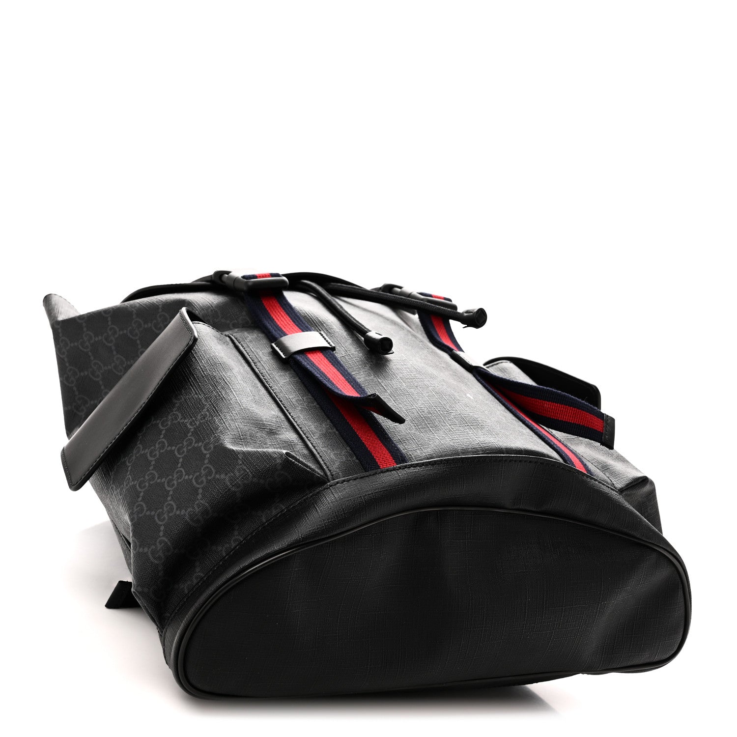 Gucci Soft GG Supreme Monogram Calfskin Web Double Buckle Backpack Black 4 of 10