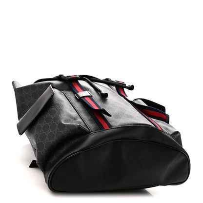 Gucci Soft GG Supreme Monogram Calfskin Web Double Buckle Backpack Black 4 of 10