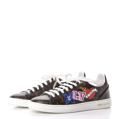 Louis Vuitton Calfskin Monogram LV Black Heart Sneakers 36.5 Cacao 2 of 8