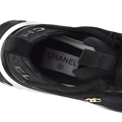Chanel Velvet Calfskin Mixed Fibers CC Sneakers 38.5 Black 6 of 17