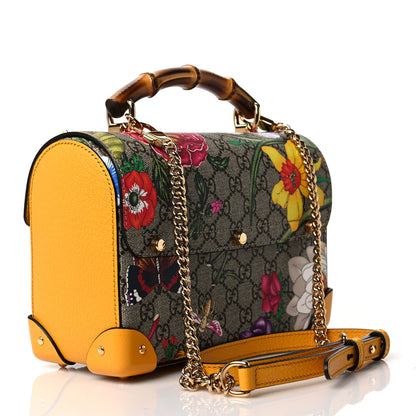 Gucci GG Supreme Monogram Flora Small Padlock Bamboo Shoulder Bag Beige Multicolor Crop 3 of 10