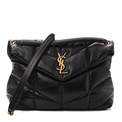 Saint Laurent Lambskin Quilted Medium Loulou Puffer Monogram Chain Satchel Black 1 of 12