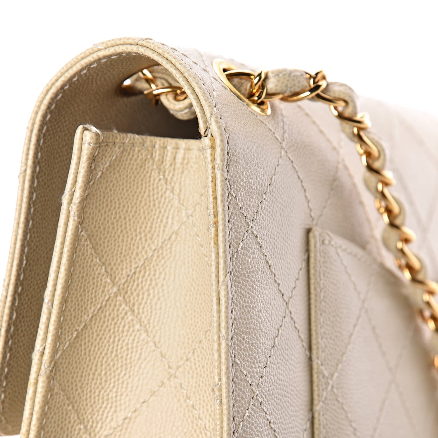 Chanel Caviar Stitch Medium Single Flap Beige Clair 12 of 15