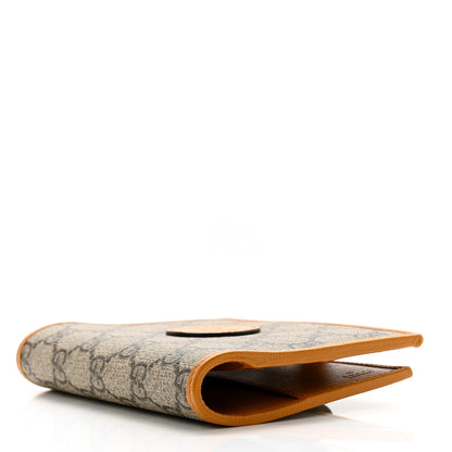 Gucci GG Supreme Monogram Textured Calfskin Retro Interlocking G Passport Case Beige Yellow 4 of 8