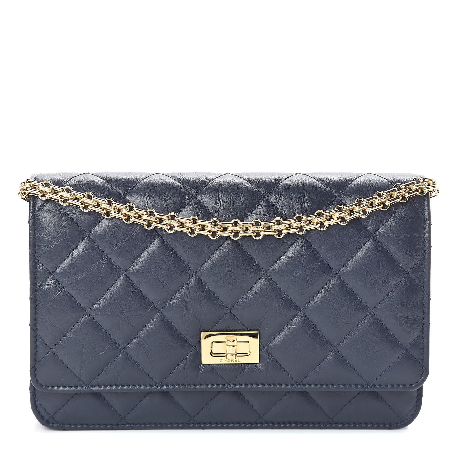 Aged Calfskin Quilted Reissue Wallet On Chain WOC Navy