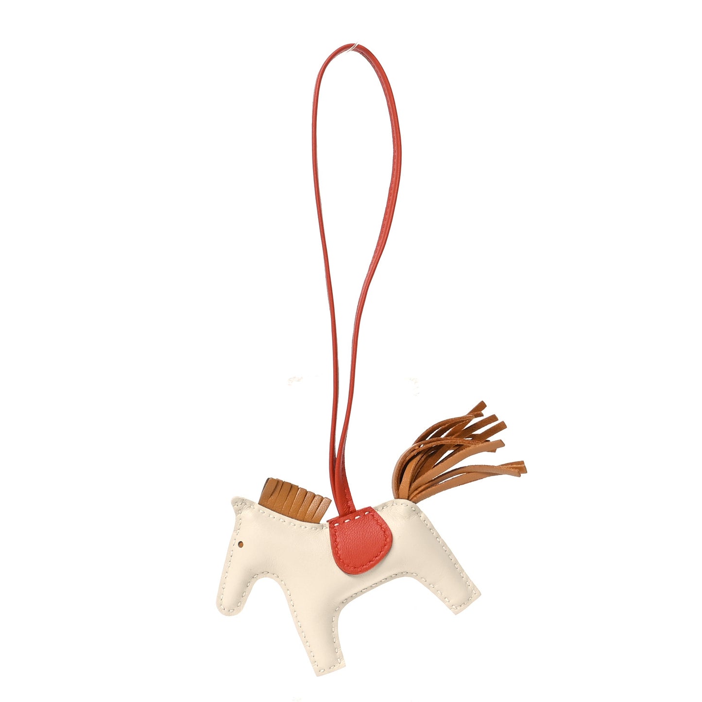 Milo Lambskin Grigri Rodeo Horse Bag Charm PM Craie Sesame Cornaline
