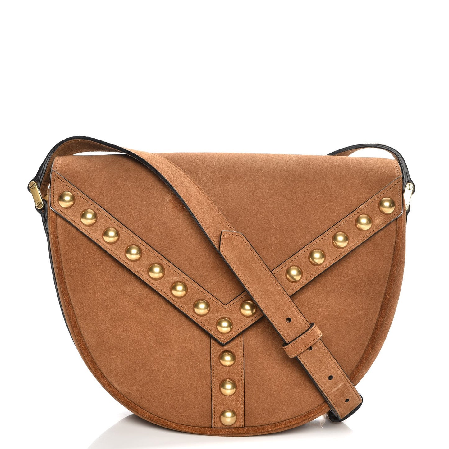 Suede Y Studs Satchel Light Ochre