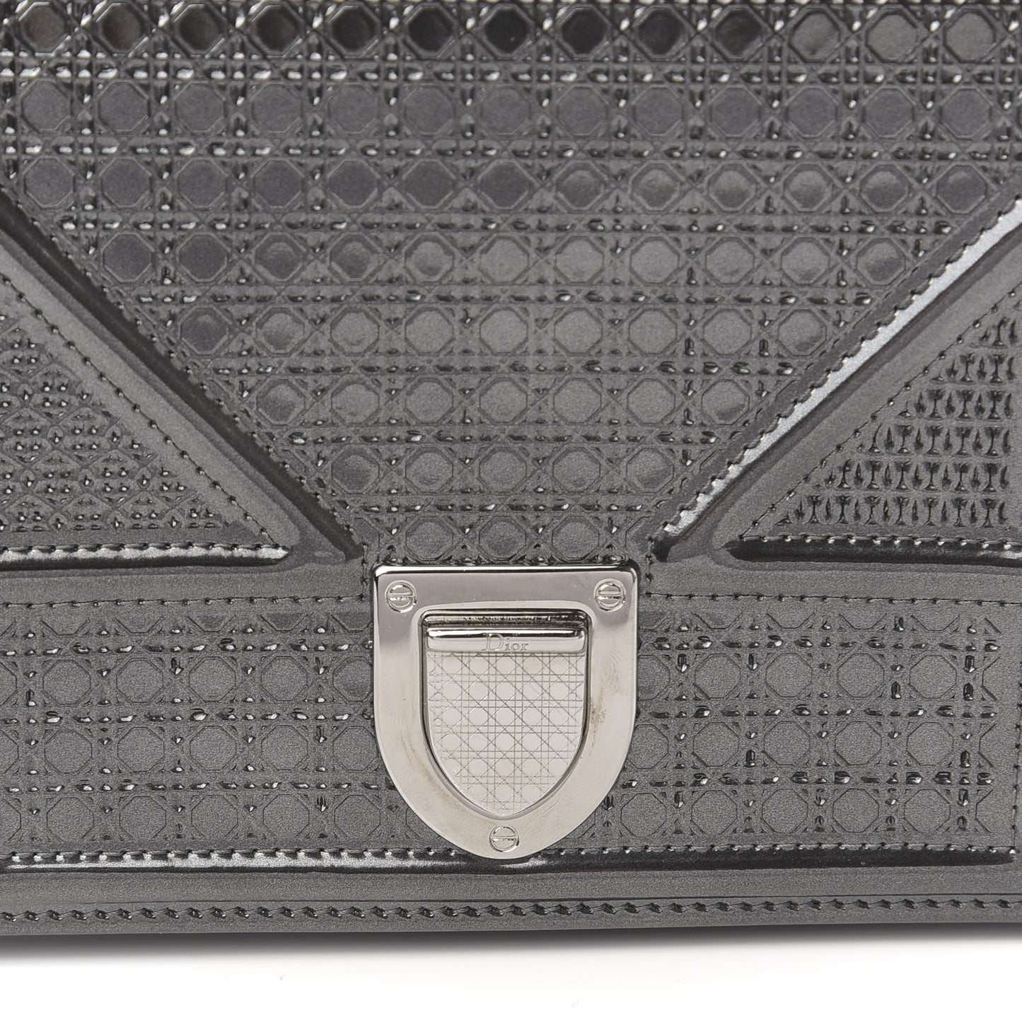Metallic Patent Micro-Cannage Small Diorama Flap Bag Silver